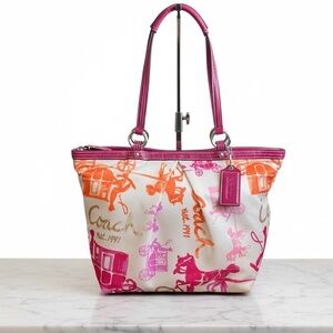 Coach Pink and Orange Tote Bag